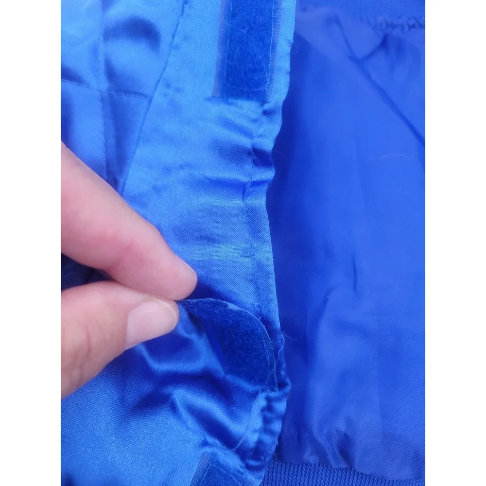K-9U Blue Satin Dog Varsity Jacket Small Embroidered Pet apperal Bomber Coat